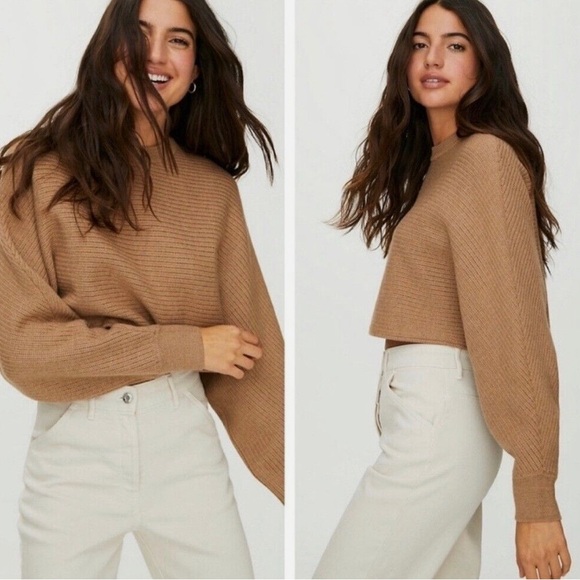 Aritzia Wilfred Free Lolan 100% Merino Wool Cairo Gold Cozy Casual Sweater XXS - Picture 8 of 14